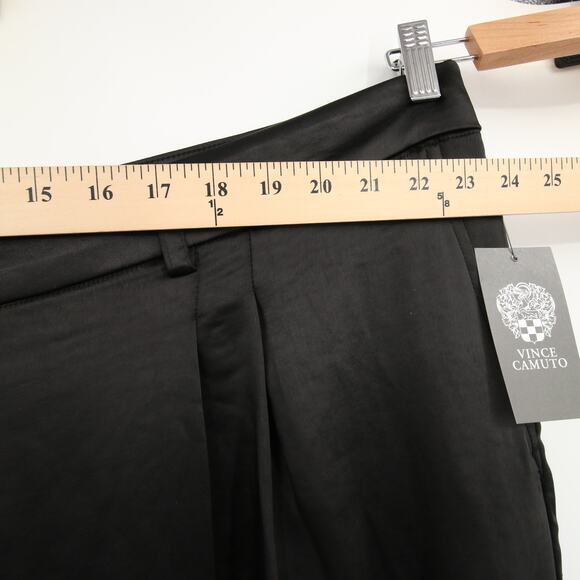 Vince Camuto Dress Pants Black Wide Leg Front Pleat Satin Pleated Trousers 24W - Picture 5 of 12